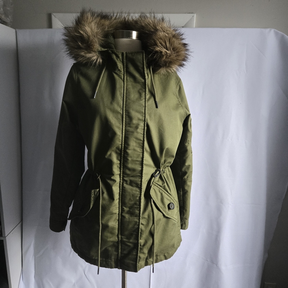 Superdry Women's Coat Size Military Fishtail Parka Coat In Army Green Size - Picture 5 of 15
